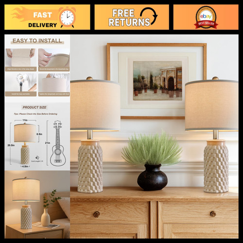 Set cream ceramic bedside - 2,