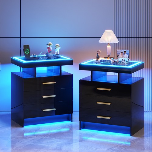 Nightstand set with led - nightstand,